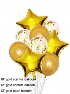 Композиция из 9 воздушных шаров (золото)